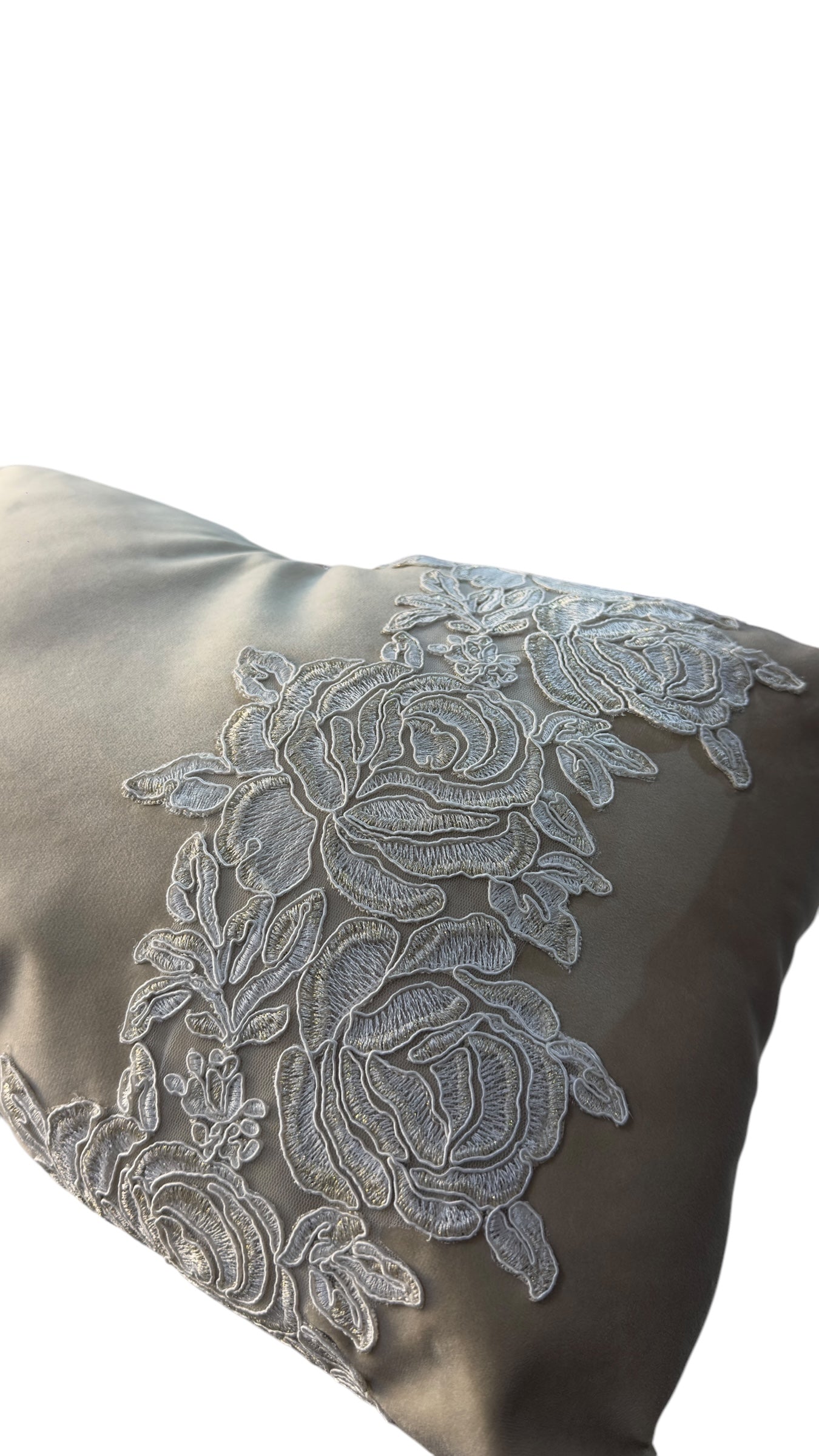 Cuscino velluto e pizzo 50X35 - Fiori di Lena