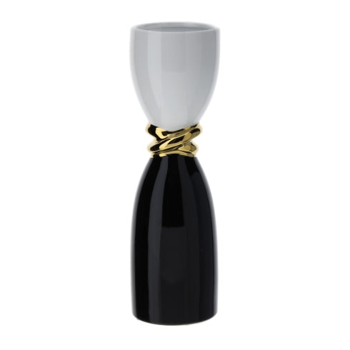 VASO WEAVING PORCELLANA BIANCO E NERO DIA.13XH41