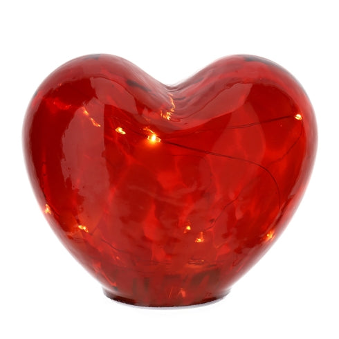 LAMPADA LED CUORE VETRO ROSSO 15XH12,5CM