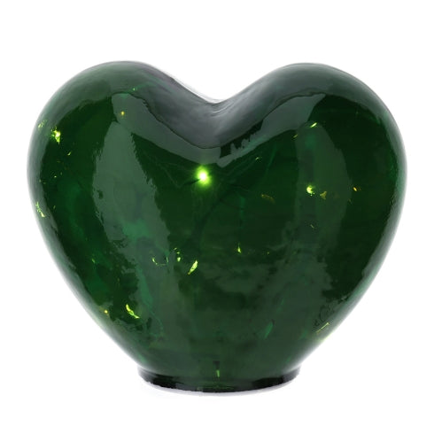 LAMPADA LED CUORE VETRO VERDE 15XH12,5CM