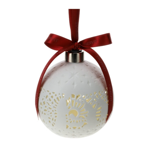 SFERA PORCELLANA TRAFORATA BIANCA BISCUIT 10CM NATIVITA' - HERVIT