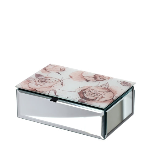 COFANETTO LEGNO/VETRO/SPECCHIO 15X10X5CM ROSE BACCARAT ROSA