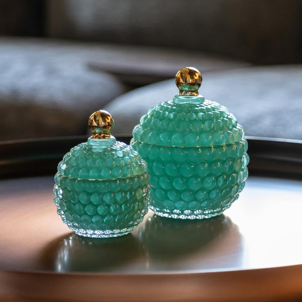 Candela decorativa bombata verde Emò - collezione Medina