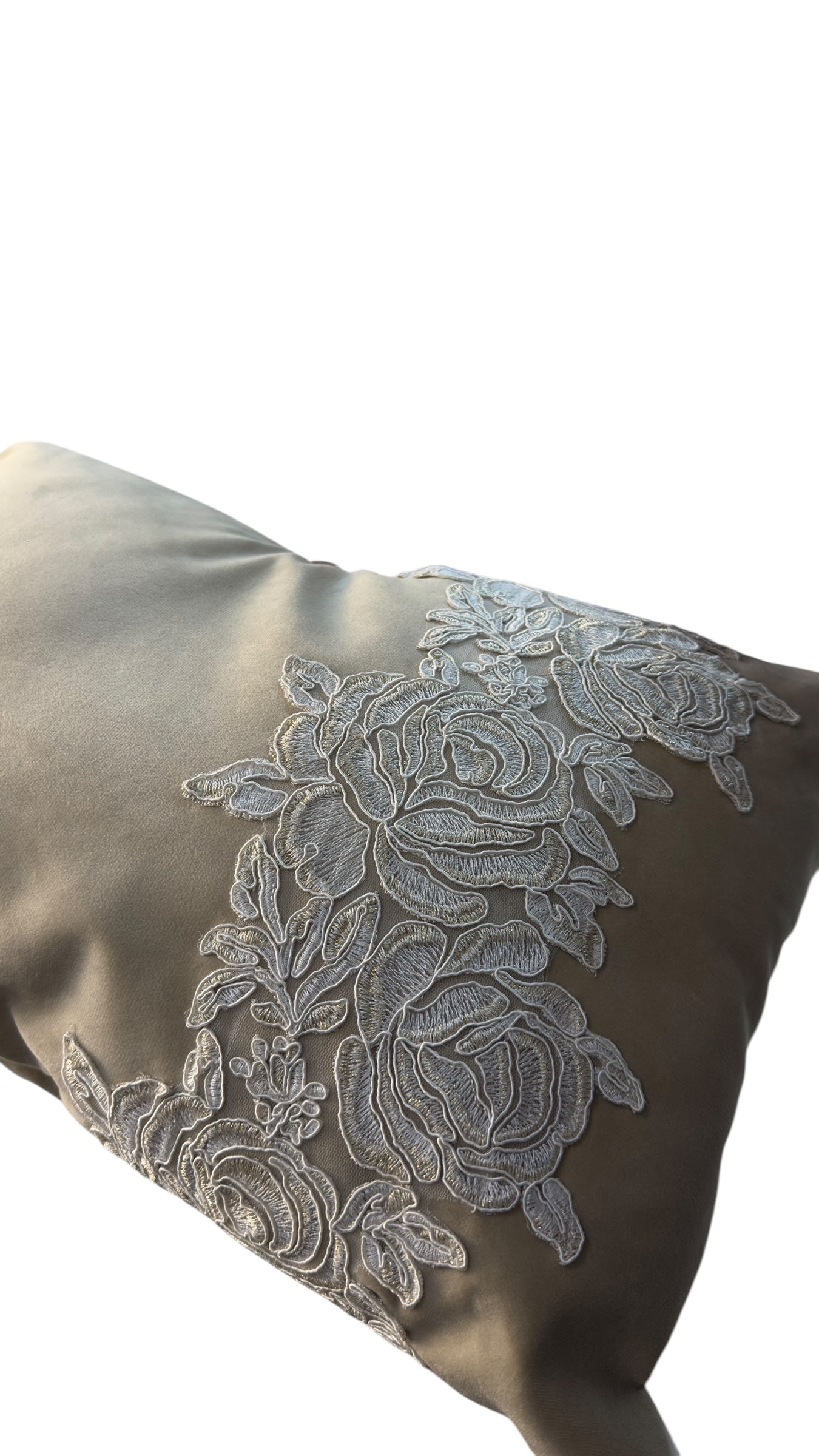 Cuscino velluto e pizzo 50X35 - Fiori di Lena