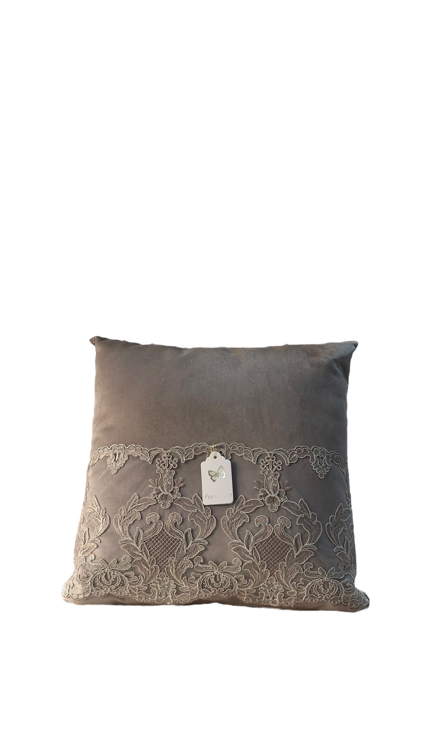 Cuscino velluto e pizzo 45x45- Fiori di Lena