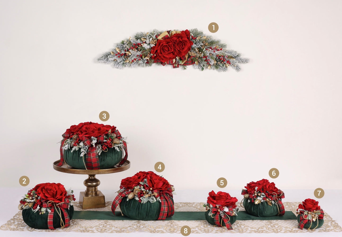Pouf Profumato Natalizio in Velluto Rosso con Peonie - Fiori di Lena