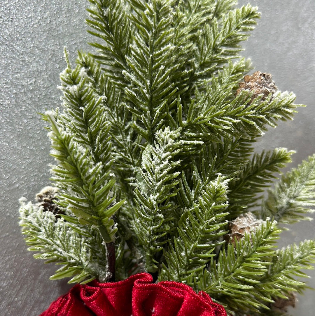 Pouf Profumato Natalizio in Velluto Rosso con Alberello - Fiori di Lena