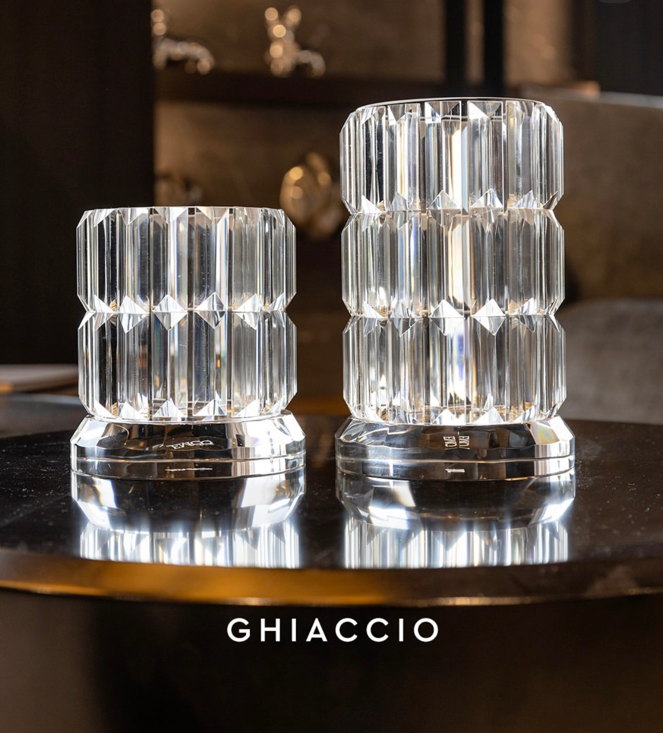 Vaso da tavolo in cristallo cilindrico Emò - collezione Ghiaccio