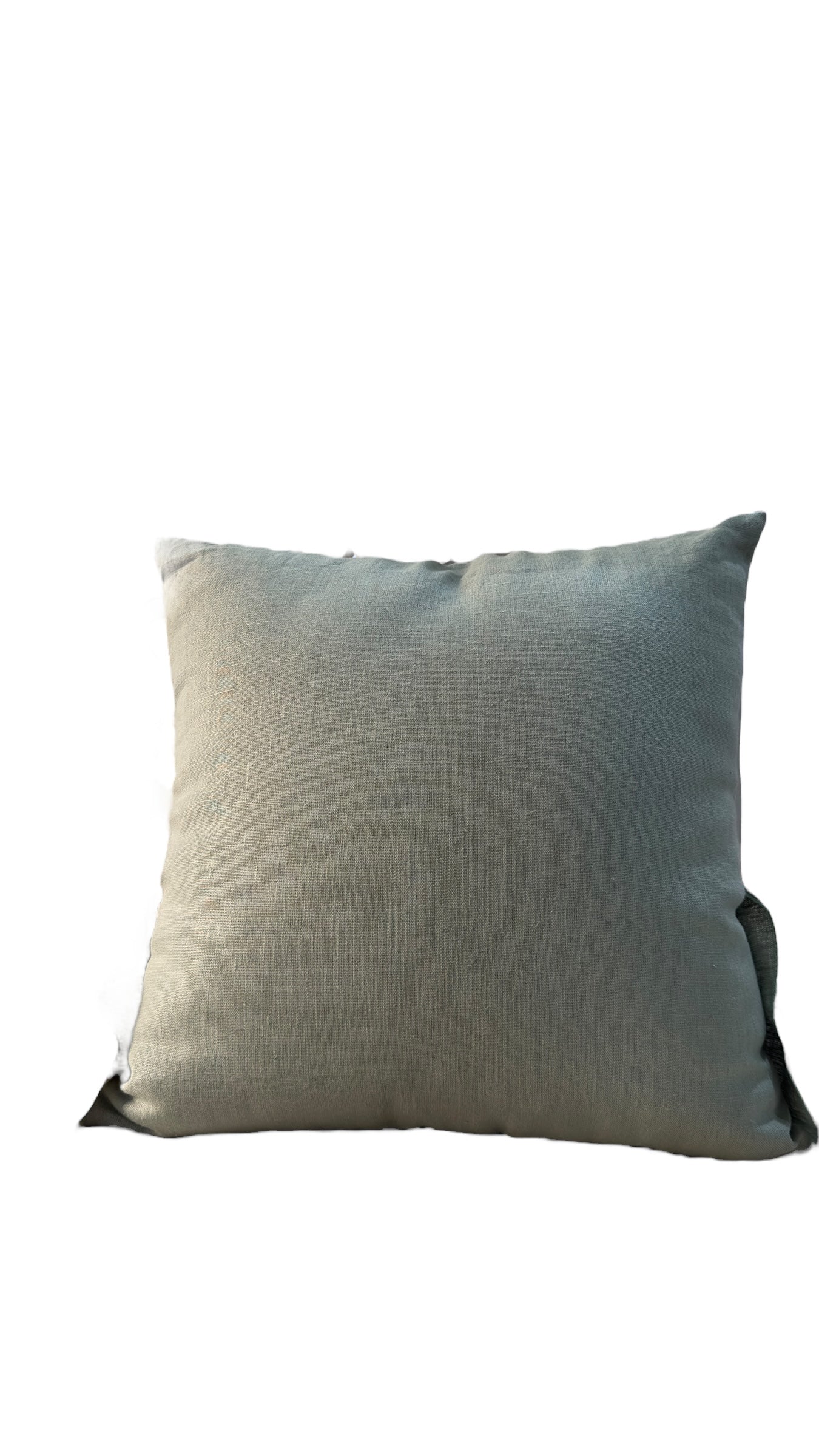 Cuscino lino e pizzo verde 45x45 - Fiori di Lena