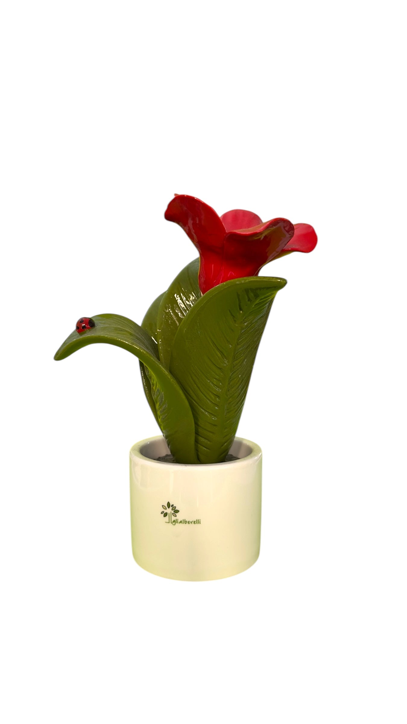 Pianta Fiore rosso grande - Gli Alberelli Capodimonte Made in Italy