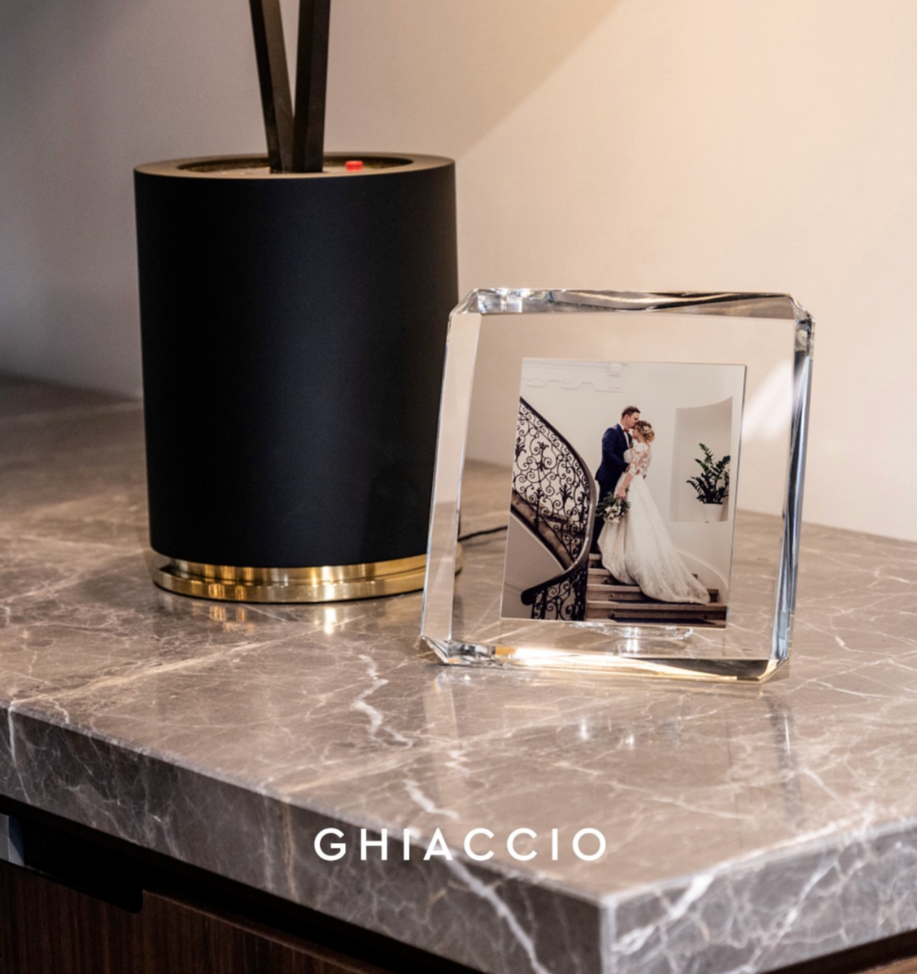 Cornice portafoto in cristallo quadrata Emò - collezione Ghiaccio