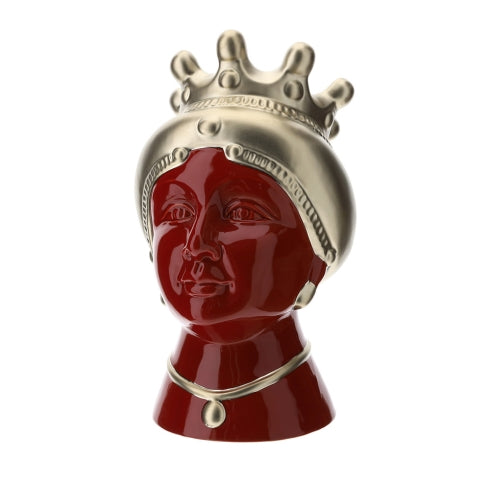 Contenitore Testa di Moro Grés Rosso/Oro - 35cm