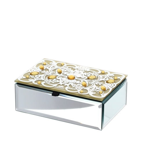 COFANETTO LEGNO/VETRO/SPECCHIO 15X10X5CM BYZANTIUM GIALLO ARGENTO