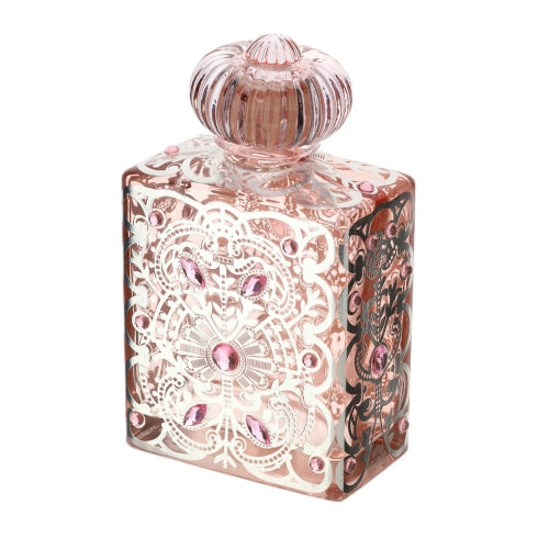 BOTTIGLIA VETRO BISANZIO 10,5X6XH17,5CM 500 ML ROSA ARGENTO