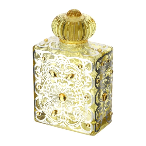 BOTTIGLIA VETRO BISANZIO 10,5X6XH17,5CM 500ML GIALLO ARGENTO