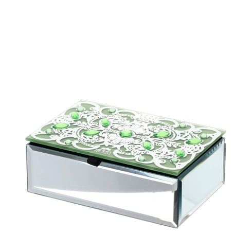 COFANETTO LEGNO/VETRO/SPECCHIO 15X10X5CM BYZANTIUM VERDE ARGENTO