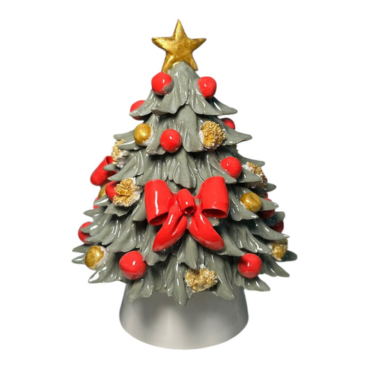 Alberello di Natale Verde con Fiocchi e Palline – 13×17 cm