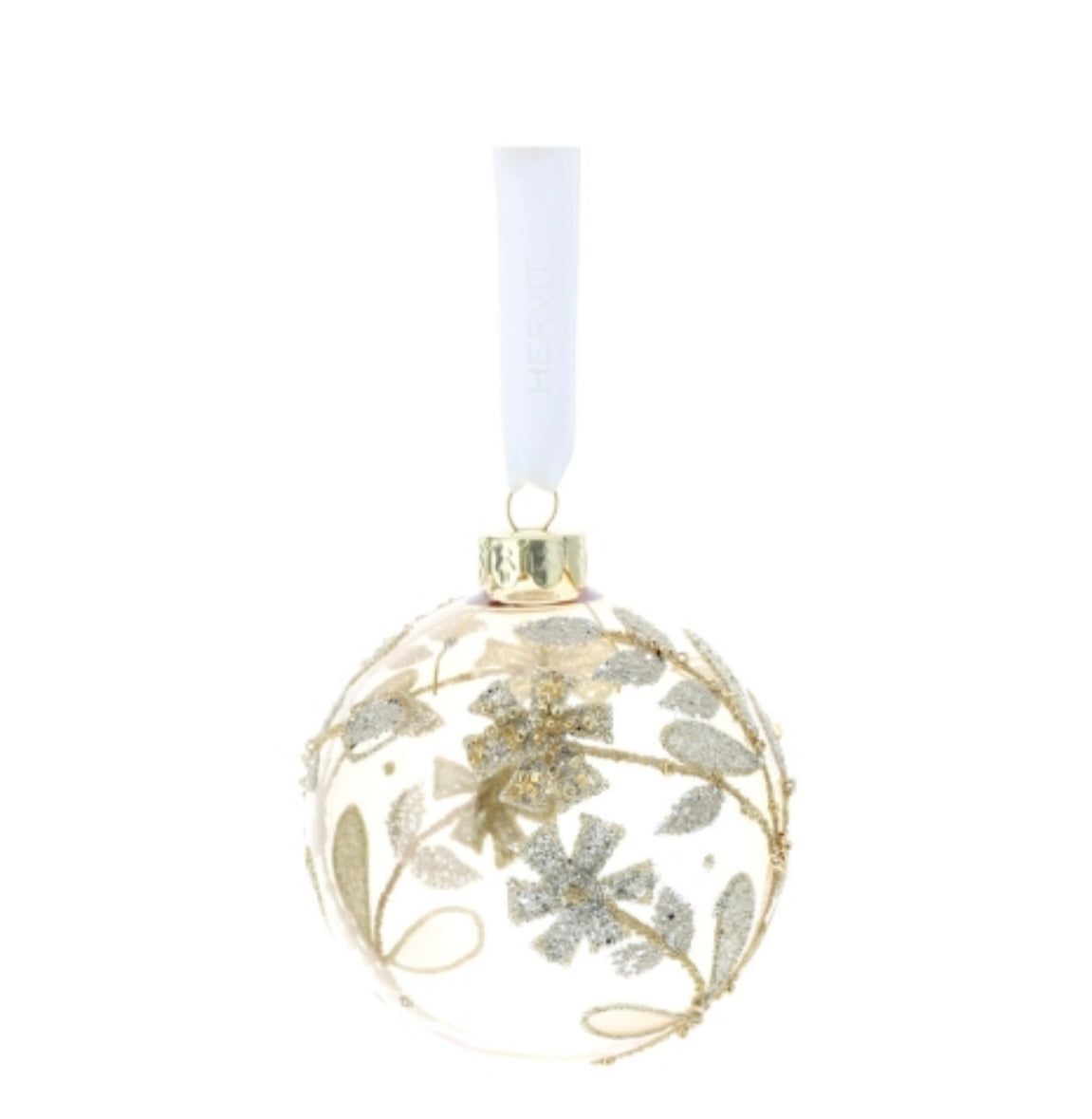 SFERA VETRO SOFF.DIA.8CM AMBRA FIORI ORO