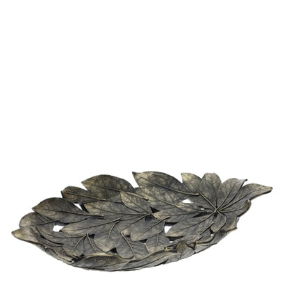PIATTO RESINA FOGLIE BRONZO 25X39CM - HERVIT