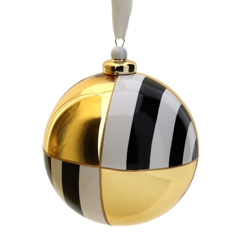 SFERA VETRO BOREALE QUARTERS DIA 10CM BIANCO/NERO/ORO