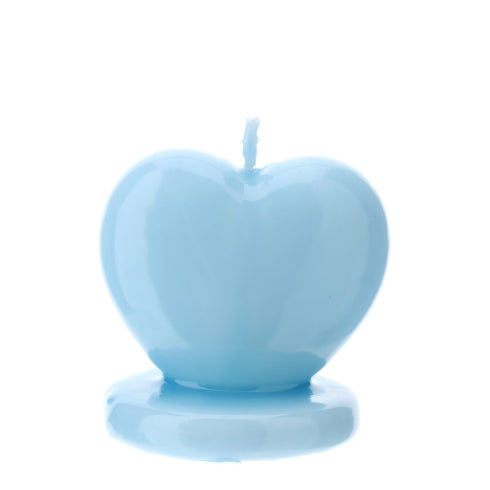 CANDELA CUORE BLU 4,5XH4,5CM LACCATA SCATOLA PVC TRASP. E NASTRO ORGANZA BLU