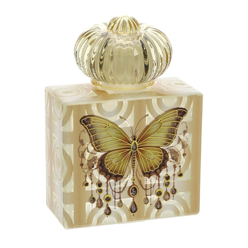 BOTTIGLIA VETRO FARFALLA 9X5XH13CM ANIMALGEM GIALLO/ORO 200ML TAPPO ERMETICO S.REG.