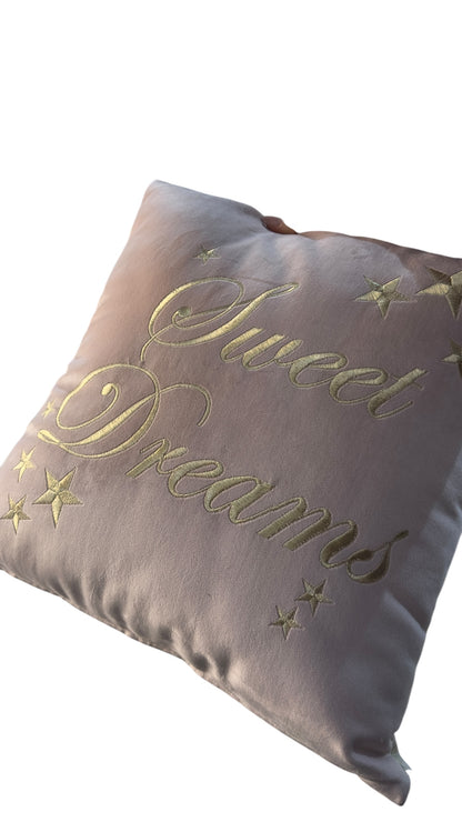 Cuscino velluto ricamato "Sweet dreams" - Fiori di Lena