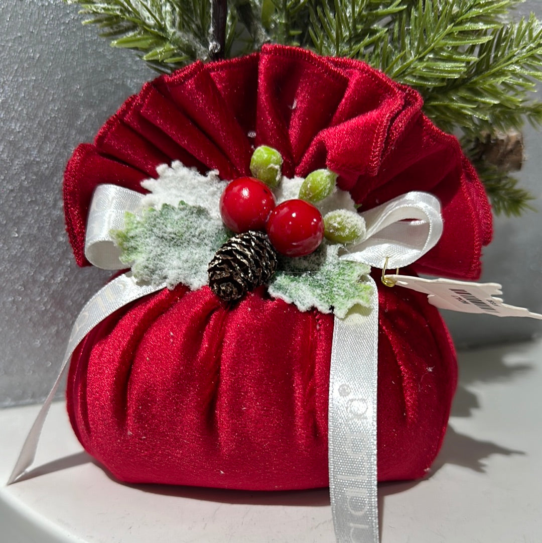 Pouf Profumato Natalizio in Velluto Rosso con Alberello - Fiori di Lena