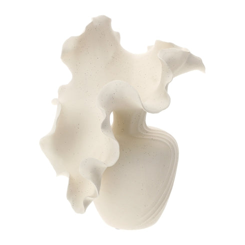 VASO CERAMICA WAVE AVORIO 24X24XH28CM INTERAMENTE MODELLATO A MANO SCATOLA REGALO