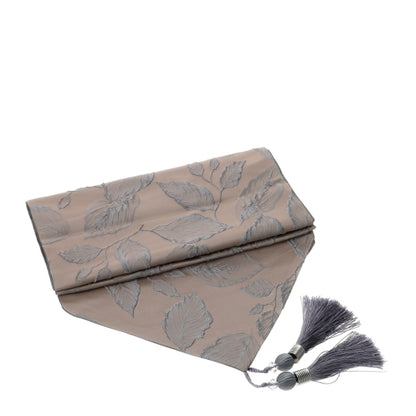 RUNNER JACQUARD FOLIAGE 33X180CM ROSA ANTICO/ARGENTO C/NAPPINE SCATOLA REGALO
