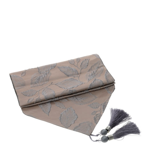 RUNNER JACQUARD FOLIAGE 33X180CM ROSA ANTICO/ARGENTO C/NAPPINE SCATOLA REGALO