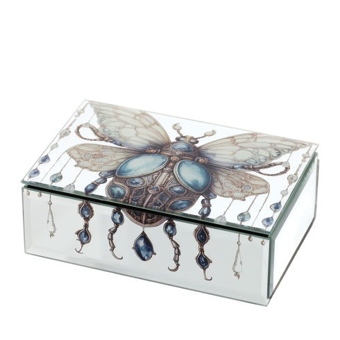 COFANETTO LEGNO/SPECCHIO 15X10X5CM ANIMALGEM SCARABEO BLU INT.VELL.NERO C/DIVIS.S.R.