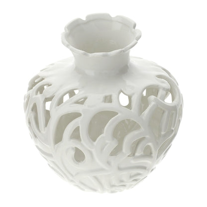 VASO PORC.TRAFORATO BIANCO DIA.19X20CM INCHINO SCATOLA REGALO