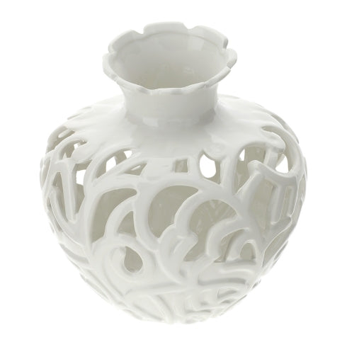 VASO PORC.TRAFORATO BIANCO DIA.19X20CM INCHINO SCATOLA REGALO