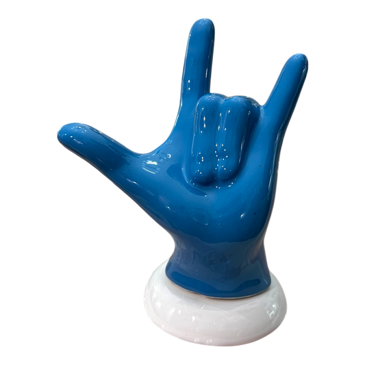Amagè - mano “Rock” in azzurro base bianca