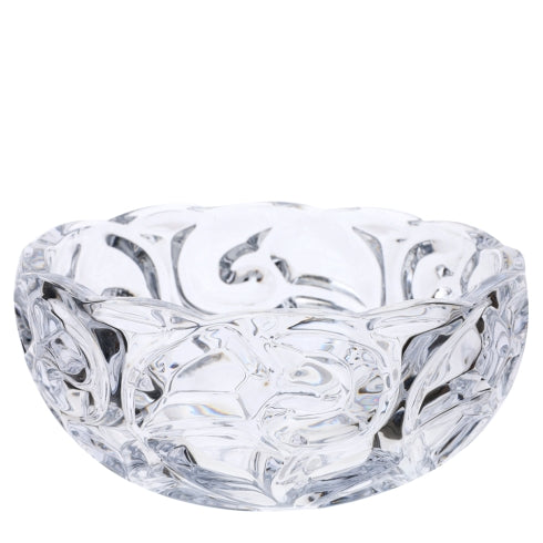 CIOTOLA VETRO DIA.25XH12CM TRASPARENTE RILIEVO RICCIOLO HEAVY SCATOLA REGALO