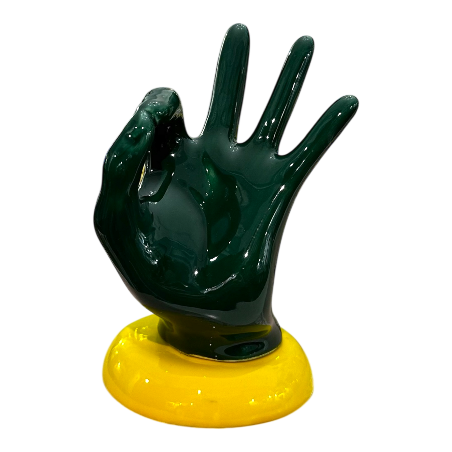 Amagè - mano “OK” in verde base gialla