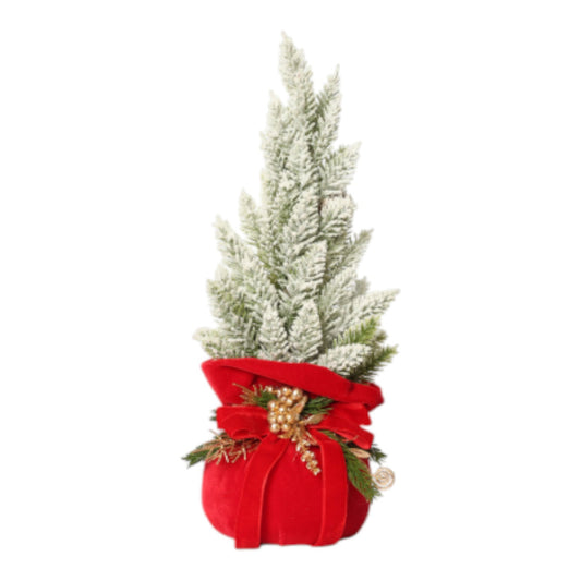 ALBERELLO CON BASE IN VELLUTO E DECORAZIONI 
 NATALIZIE 35X12 CM