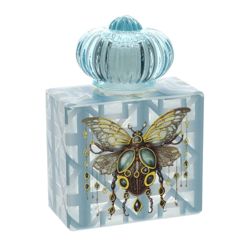 BOTTIGLIA VETRO SCARABEO 9X5XH13CM ANIMALGEM BLU/ORO 200ML TAPPO ERMETICO S.REG.