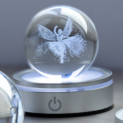 SFERA CRYSTAL PLANET BALLERINA DIA.6CM BASE LED ARGENTO C/CAVO USB E BATTERIA SCAT.REG.