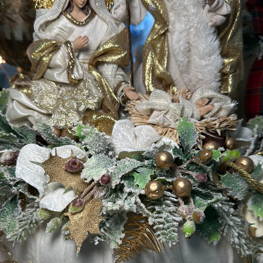Pouf Profumato Natalizio in Velluto beige con natività - Fiori di Lena