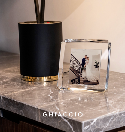 Cornice portafoto in cristallo quadrata Emò - collezione Ghiaccio