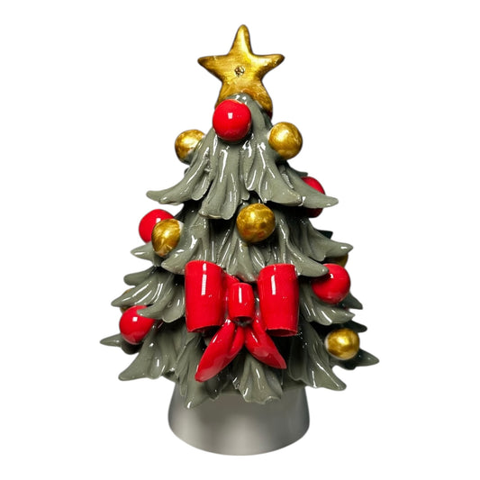 Alberello di Natale Verde con Fiocchi e Palline – 10×13 cm