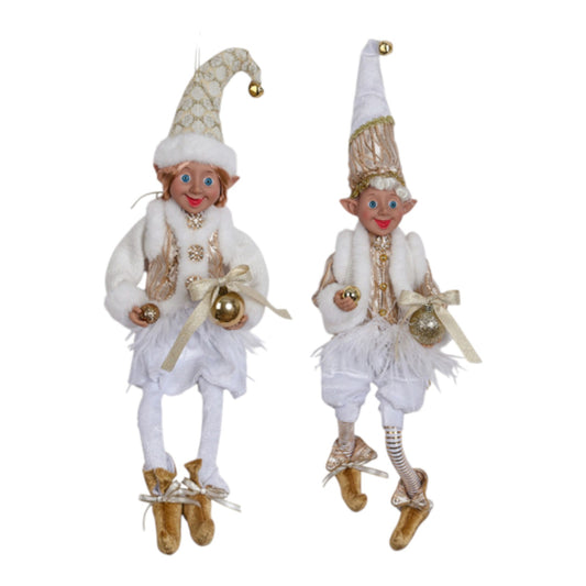 ADDOBBO COPPIA ELFO FEMMINA E MASCHIO H 60 CM