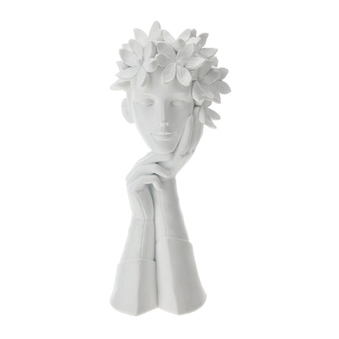 Hervit Lady Dream in Resina Bianco Scultura Floreale - 30cm