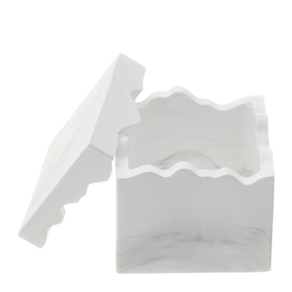 CONT.CUBO GESSO EFF.MARMO 6,5X6,5XH6CM BIANCO PORTACONFETTI SCATOLA REGALO