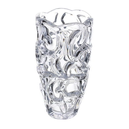 VASO VETRO DIA.15XH29,5CM TRASPARENTE RILIEVO RICCIOLO HEAVY SCATOLA REGALO