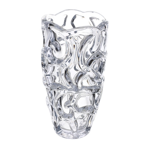 VASO VETRO DIA.15XH29,5CM TRASPARENTE RILIEVO RICCIOLO HEAVY SCATOLA REGALO