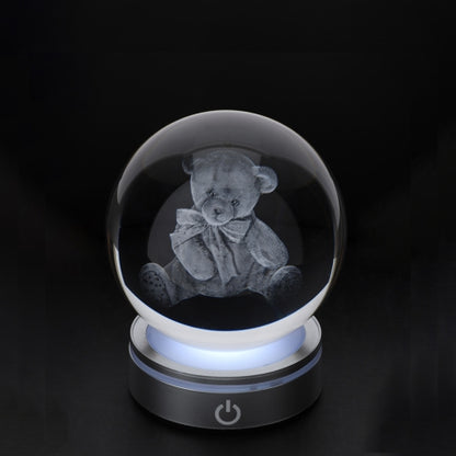 SFERA CRYSTAL PLANET ORSETTO DIA.6CM BASE LED ARGENTO C/CAVO USB E BATTERIA SCAT.REG.