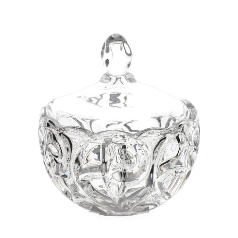 CIOTOLA VETRO C/COP.DIA.11XH12CM TRASP. RILIEVO RICCIOLO HEAVY SCATOLA REGALO